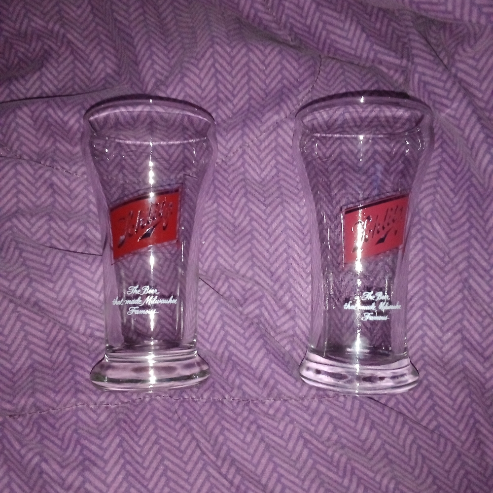 Schlitz Beer Tap Glasses The Beer That Made Milwaukee Famous Set Of 2 MCM Retro